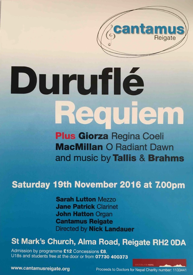 Cantamus Reigate concert poster